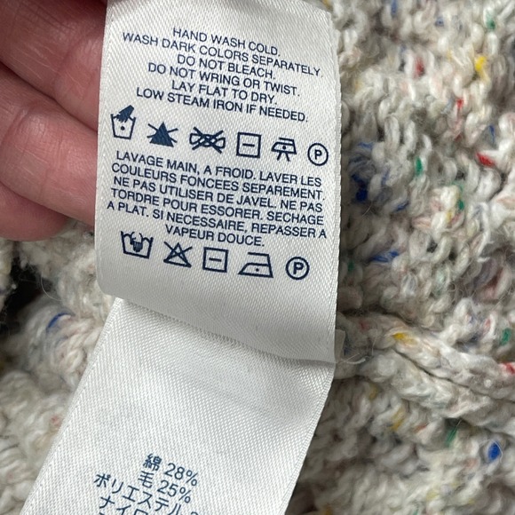 Lands End Sweater Womens Small Wool Cable Knit Fisherman Chunky Colorful Chic - Picture 5 of 9